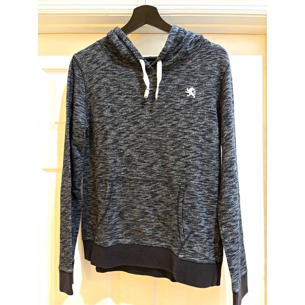 Express Men's Heather Gray Pullover Hoodie M Drawstring Pockets Logo